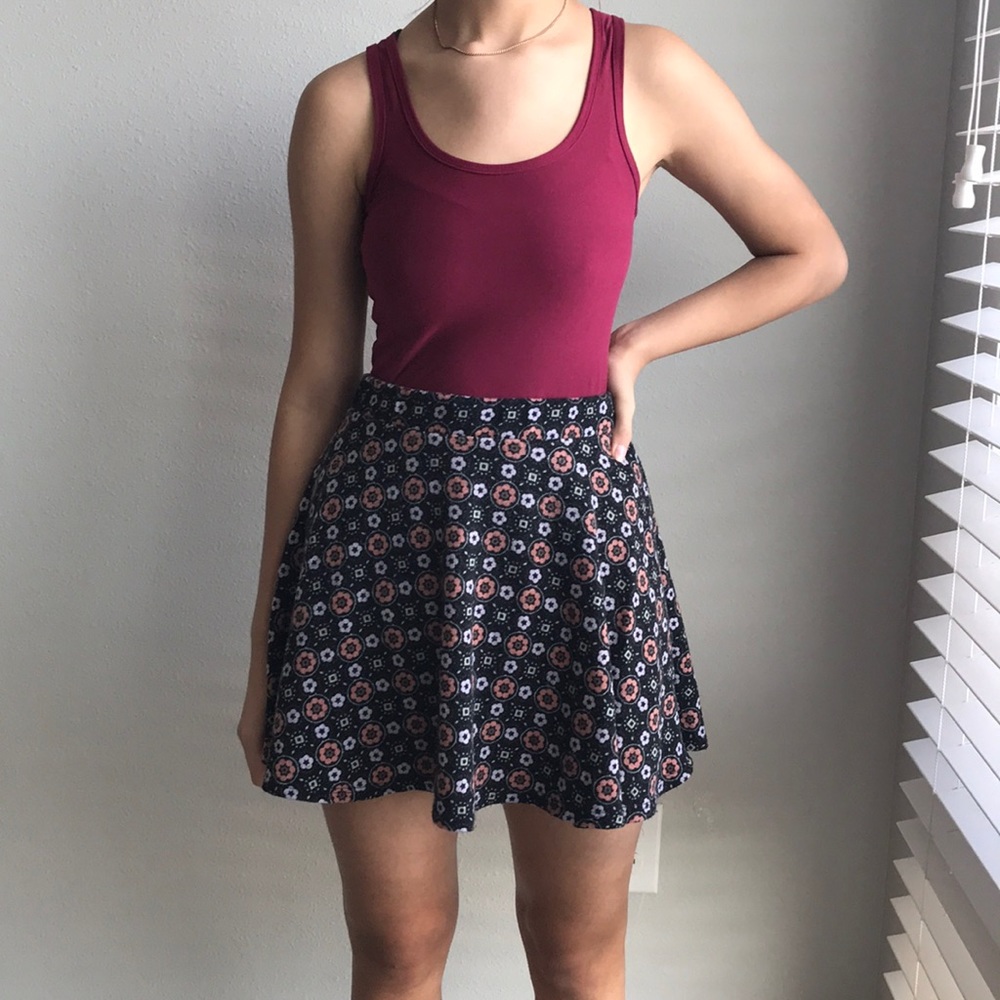 Black floral Circle Skirt